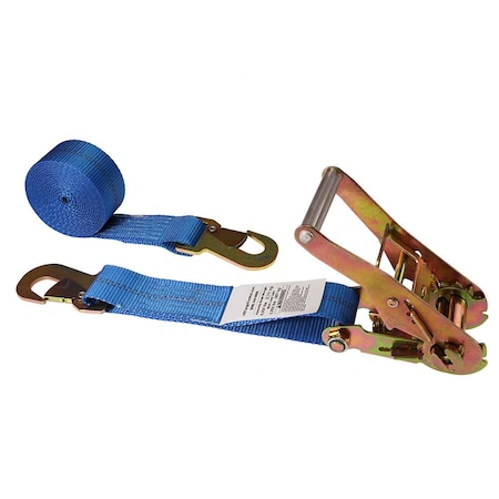 US CARGO CONTROL 2" x 12' Blue Car Tie Down Strap w/ Flat Snap Hooks 5112FSH-BLU